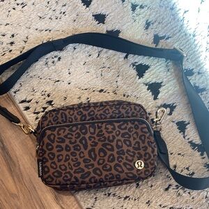 lululemon athletica Black and Brown Leopard Crossbody Bag